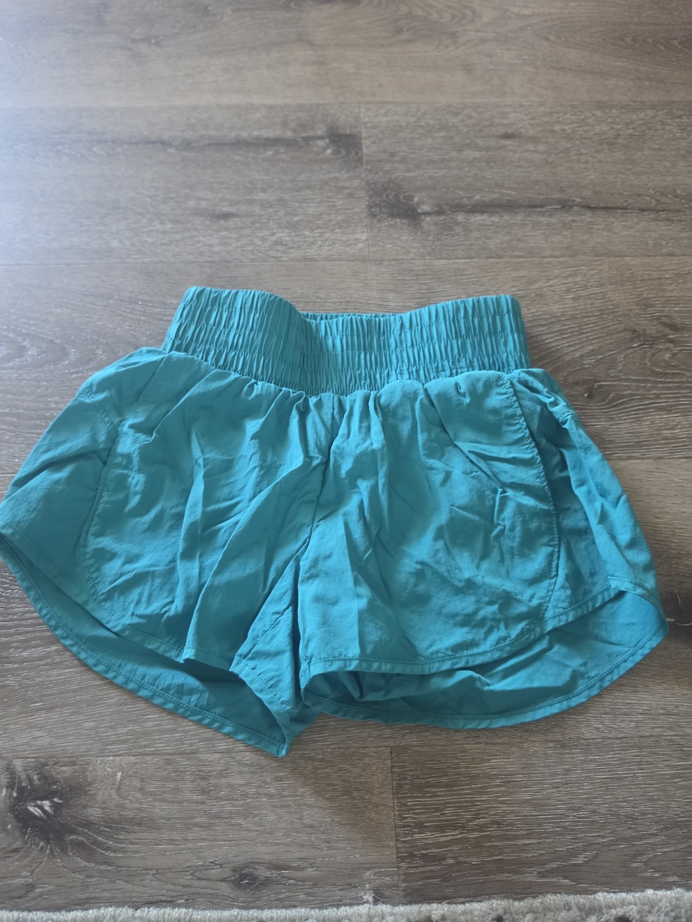 Girls Teal Smocked Waist Shorts